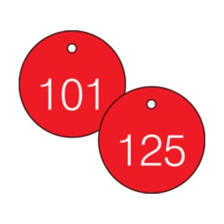 Accuform Engraved Numbered Tags, RP-Plastic, 0.075 in H x 3-1/4 in W, 25 PK TDG365RD